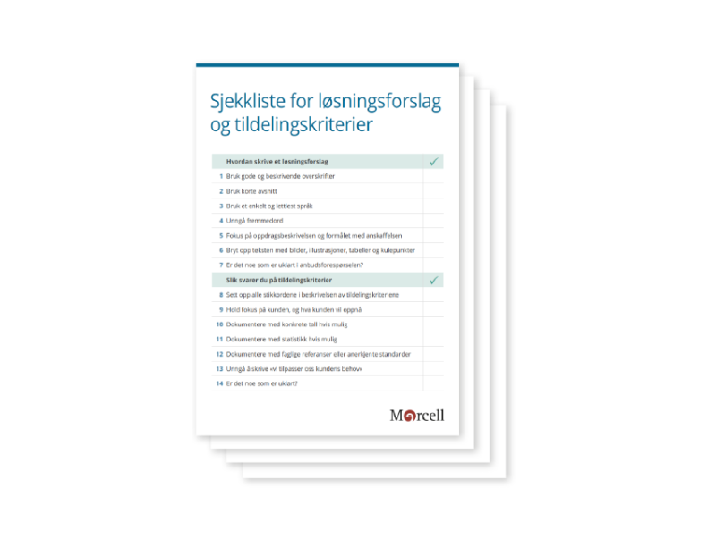 Sjekkliste for løsningsforslag og tildelingskriterier i anbudskonkurranser