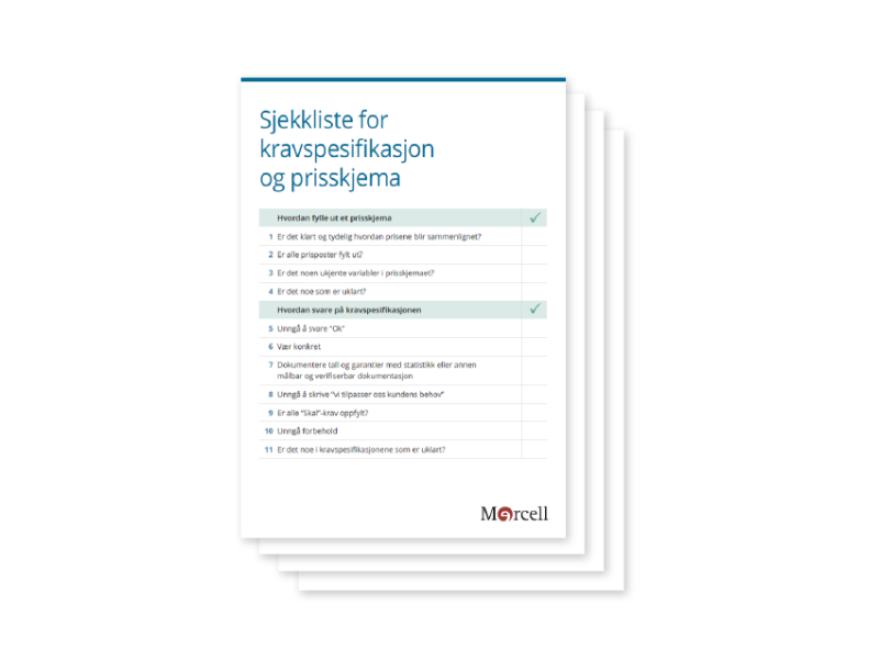 Sjekkliste for kravspesifikasjon og prisskjema i anbudskonkurranser