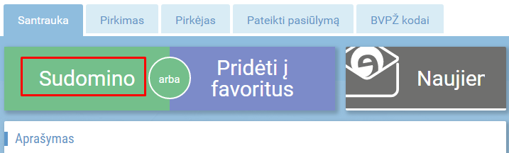 2 žingsnis - prieiga prie konkurso dokumentų